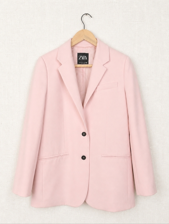Zara Jackets & Blazers - Zara Blush Pink Structured Blazer Small Tailored Minimal Chic